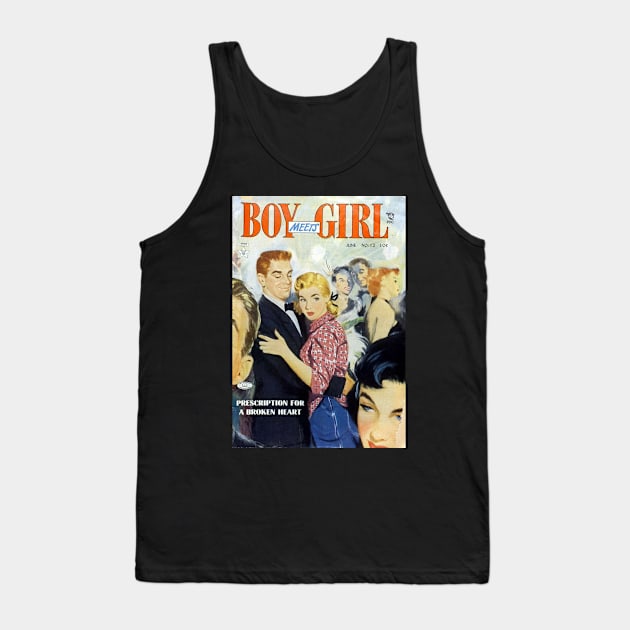 Vintage Romance Comic Book Cover - Boy Meets Girl Tank Top by Slightly Unhinged